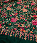 Pashmina Shawl Full Size | Kashmiri Embroidery | Dark green