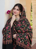 Pashmina Shawl Full Size | Kashmiri Embroidery | Black