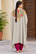 Dark Skin Pashmina Kashmiri Embroidered Cape Shawl